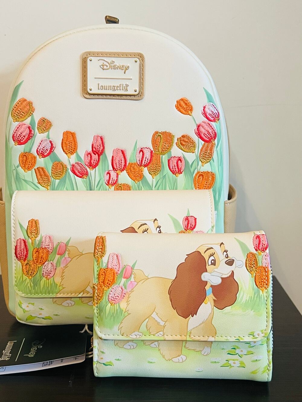 Loungefly Lady And The Tramp Tulips Mini Backpack Wallet Set